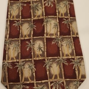 Tommy Bahama silk tie palm burgundy tan olive e
